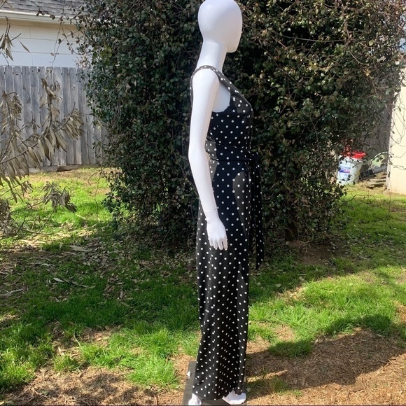 💋NWT CALVIN Klein PolkaDot Cross Back Wide Leg Jumpsuit Size 10 - Picture 5 of 13